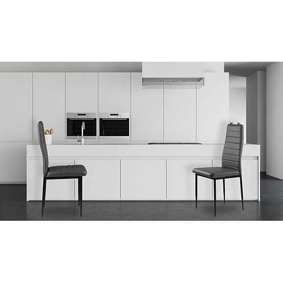 Set di sedie in ecopelle 4 pezzi con schienale alto - grigie