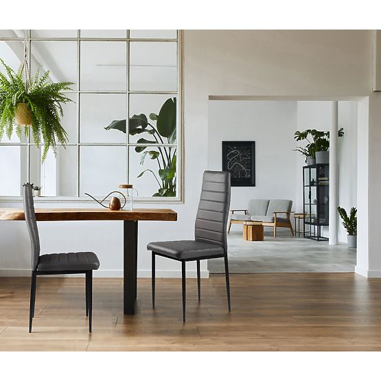 Set di sedie in ecopelle 4 pezzi con schienale alto - grigie