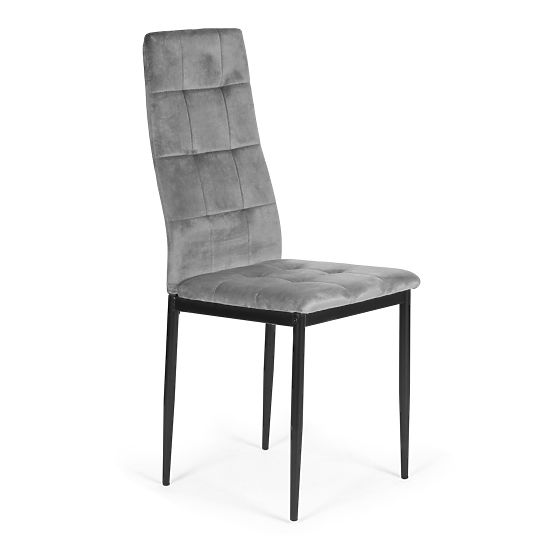 Set di sedie in velluto per sala da pranzo e soggiorno 4 pezzi grigie