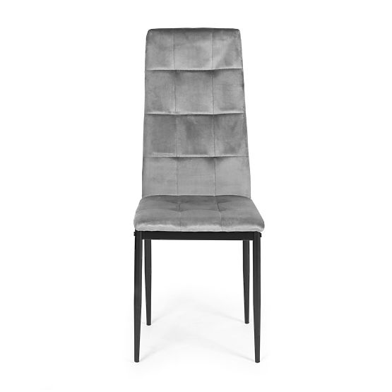Set di sedie in velluto per sala da pranzo e soggiorno 4 pezzi grigie