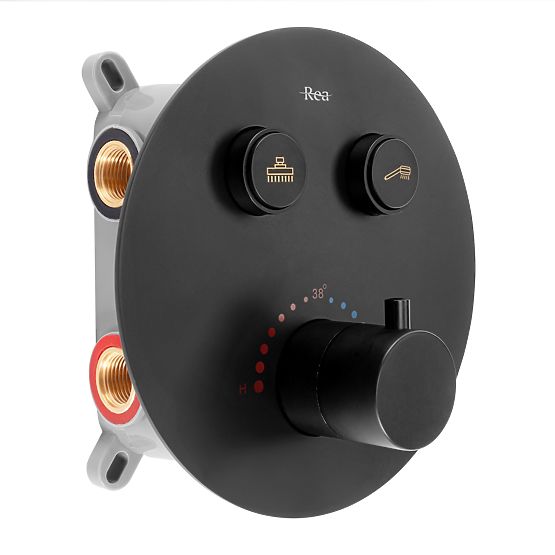 Set doccia ad incasso con termostato LUNGO Nero + BOX