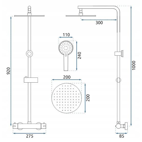 Set doccia con termostato REA Bliss oro spazzolato