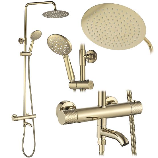 Set doccia con termostato Rea Lungo Diamond Oro