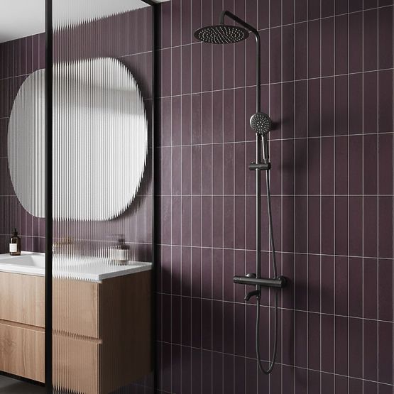 Set Doccia con Termostato Rea Lungo Titanio