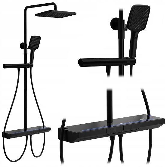 Set doccia con termostato REA Pedro Nero