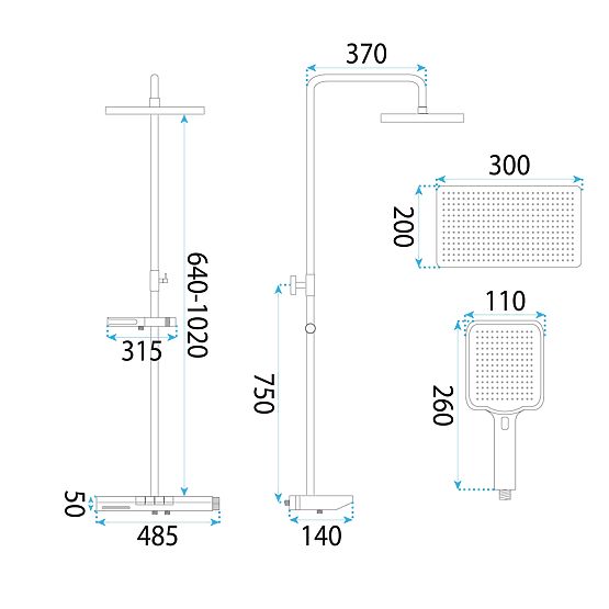 Set doccia con termostato REA Pedro Nero