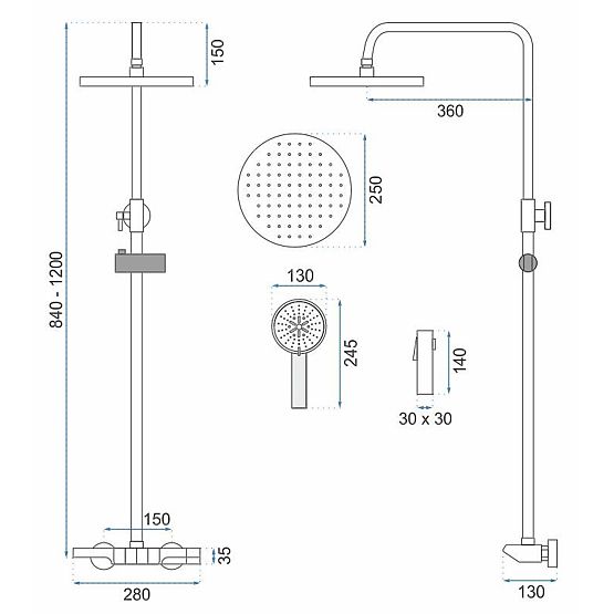 Set doccia REA Savio con display LED Titan