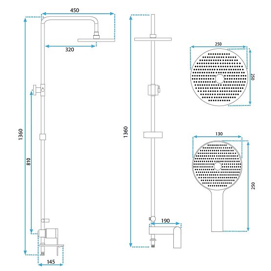 Set doccia Rea Veneta Oro Spazzolato