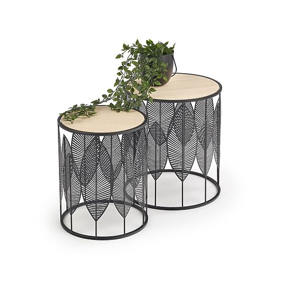 Set FOLLA di 2 panche nero/naturale (1p=1ks)