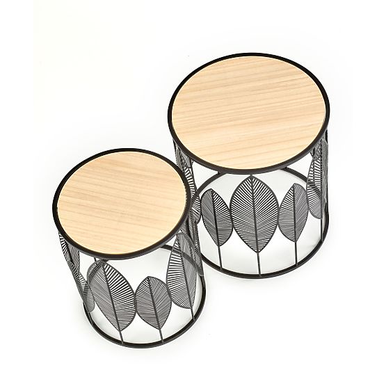 Set FOLLA di 2 panche nero/naturale (1p=1ks)