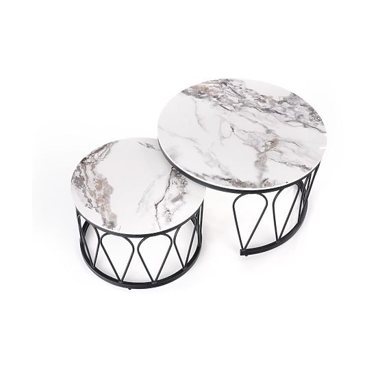 Set FORMOSA di 2 panche, marmo bianco / nero (2p=1pz)