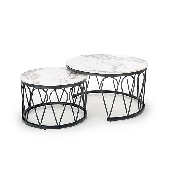 Set FORMOSA di 2 panche, marmo bianco / nero (2p=1pz)