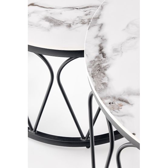 Set FORMOSA di 2 panche, marmo bianco / nero (2p=1pz)