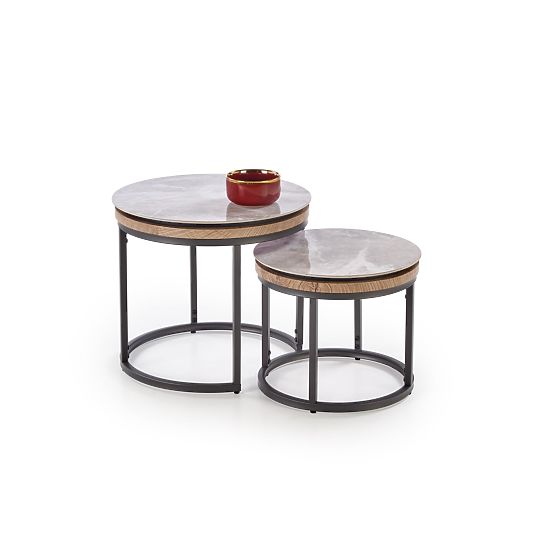 Set ITAKA di 2 panche, marmo cenere / grafite (1p=1pz)