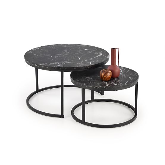 Set JAVA di 2 panche, marmo nero / nero (1p=1pz)