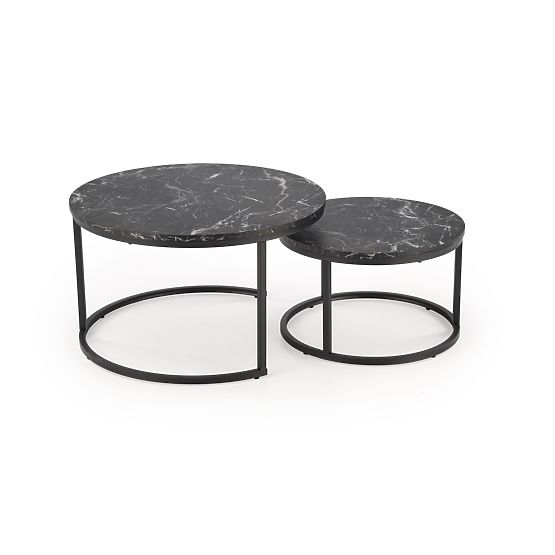 Set JAVA di 2 panche, marmo nero / nero (1p=1pz)