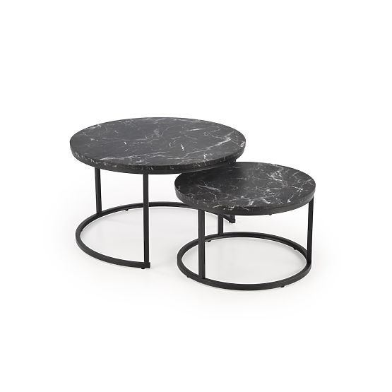 Set JAVA di 2 panche, marmo nero / nero (1p=1pz)
