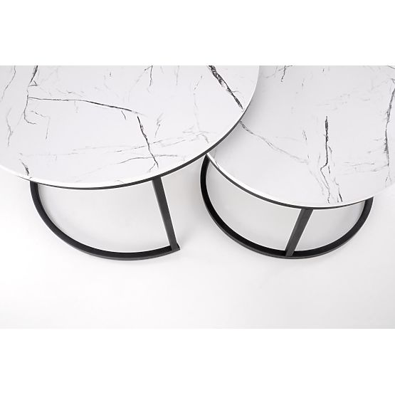 Set JAVA di 2 tavolini, marmo bianco / nero (1p=1pz)