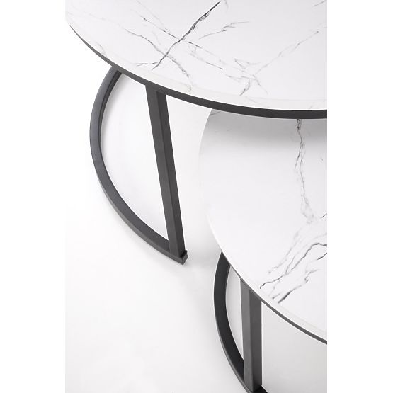Set JAVA di 2 tavolini, marmo bianco / nero (1p=1pz)