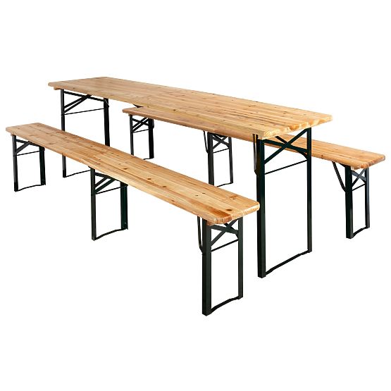 Set LAGER in acciaio e legno: tavolo + 2 panche 220 cm