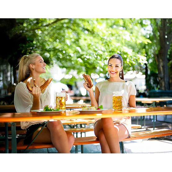 Set LAGER in acciaio e legno: tavolo + 2 panche 220 cm