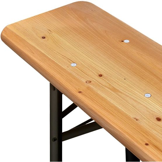 Set LAGER in acciaio e legno: tavolo + 2 panche 220 cm