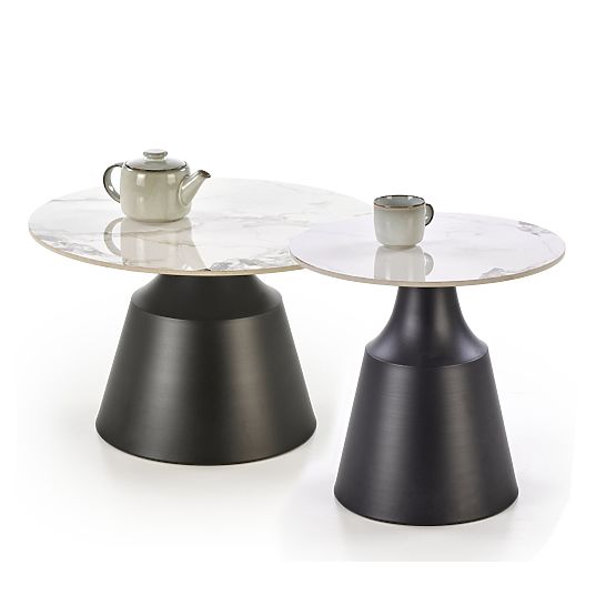 Set MAGNETA di 2 panche, marmo bianco / nero (2p=1ks)