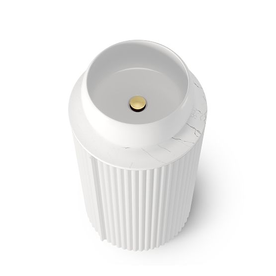 Set mobile con piano e lavabo La promessa 40 cm, scanalato, arrotondato, bianco