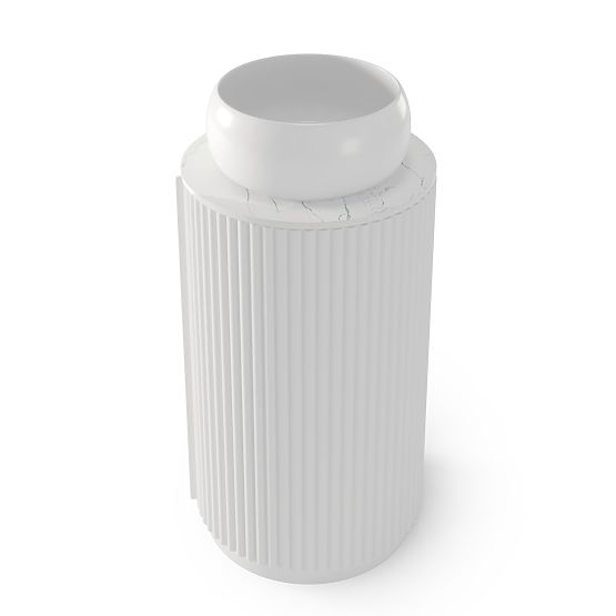 Set mobile con piano e lavabo La promessa 40 cm, scanalato, arrotondato, bianco