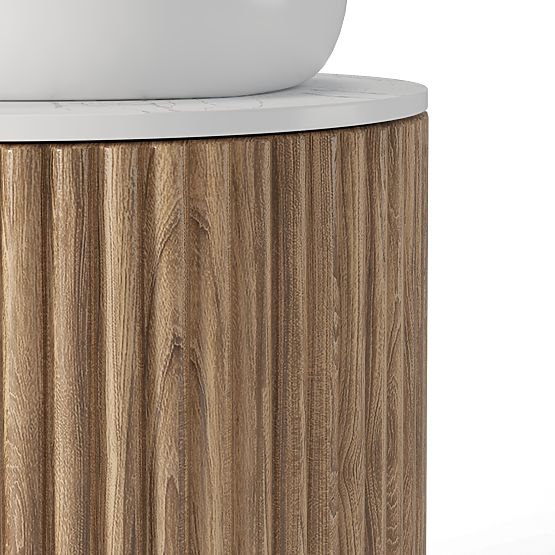 Set mobile con piano e lavabo La promessa 40 cm, scanalato, arrotondato, rovere/bianco