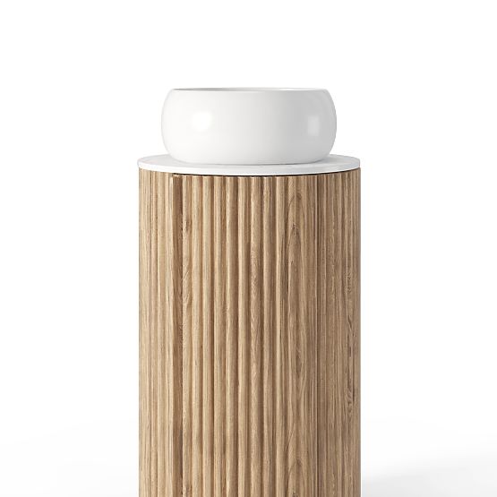 Set mobile con piano e lavabo La promessa 40 cm, scanalato, arrotondato, rovere/bianco