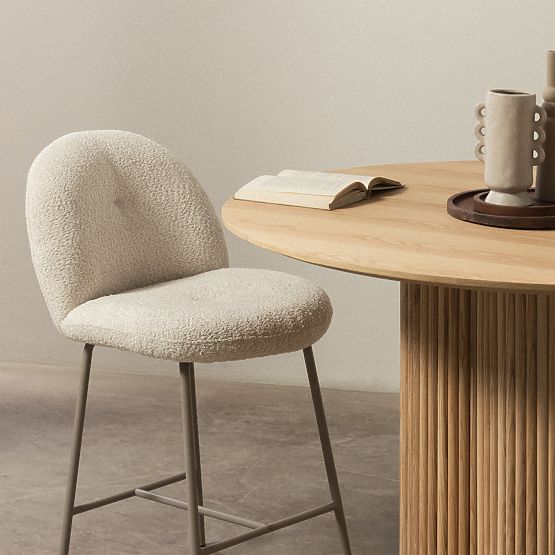 Sgabello da bar Fiori beige chiaro, forme arrotondate