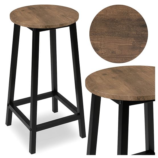 Sgabello da bar Flint Rustico Loft Industriale Rovere Invecchiato