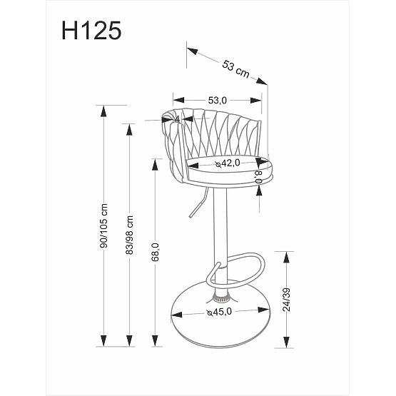 Sgabello da bar H126 beige (1p=2 pezzi)