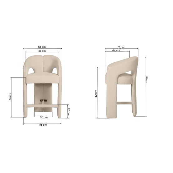 Sgabello da bar imbottito Castelo beige