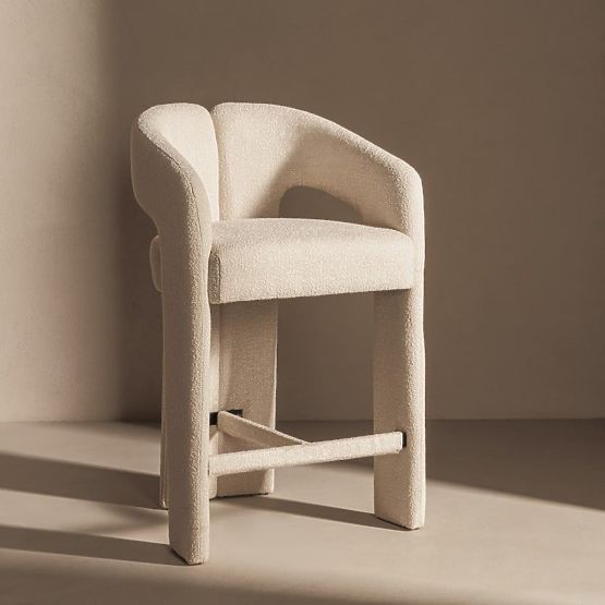 Sgabello da bar imbottito Castelo beige