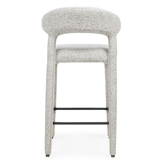 Sgabello da bar imbottito Hiroki, mélange beige-grigio