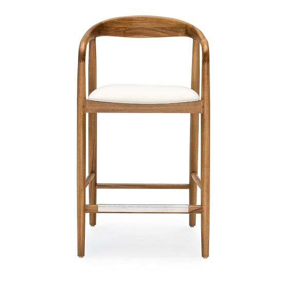 Sgabello da bar in legno Ludvika 2.0, arrotondato, naturale/crema