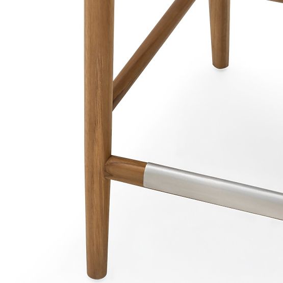 Sgabello da bar in legno Ludvika 2.0, arrotondato, naturale/crema