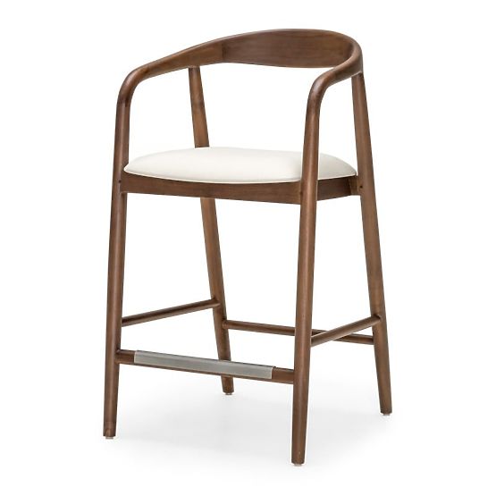 Sgabello da bar in legno Ludvika 2.0, arrotondato, noce/crema