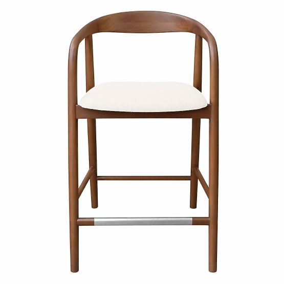 Sgabello da bar in legno Ludvika 2.0, arrotondato, noce/crema