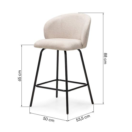 Sgabello da bar Larisa, beige chiaro/gambe nere