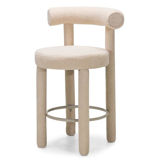 Sgabello da bar Pedro 2.0, beige, bouclé