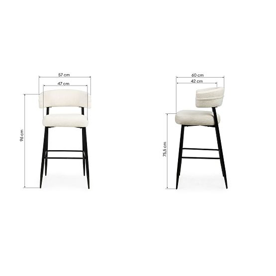 Sgabello da bar Rosario crema/gambe nere