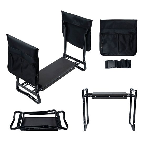 Sgabello inginocchiatoio pieghevole per lavoro in giardino con cintura porta attrezzi e 2 organizer