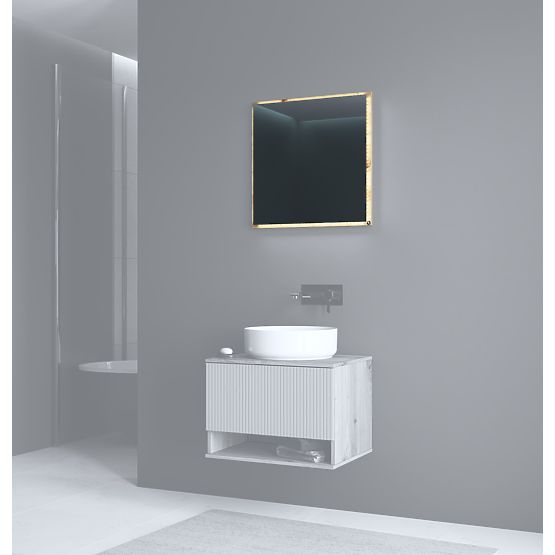 Specchio AVIOLA 60 cm + LED rovere artisan (1p=1pz)