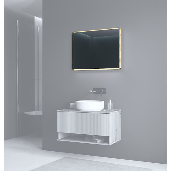 Specchio AVIOLA 80 cm + LED rovere artisan