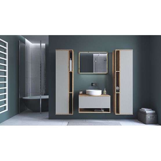 Specchio AVIOLA 80 cm + LED rovere artisan