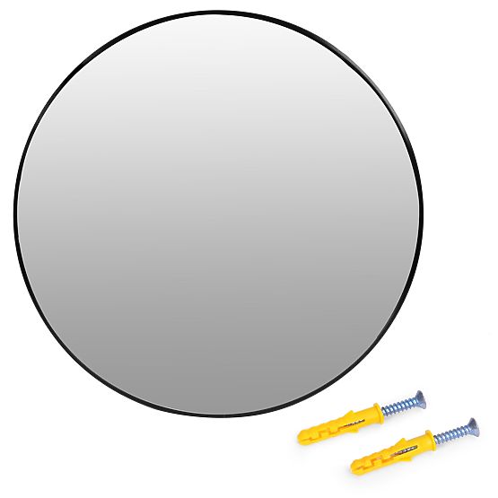 Specchio da parete rotondo 80 cm sospeso cornice moderna nera alluminio ModernHome