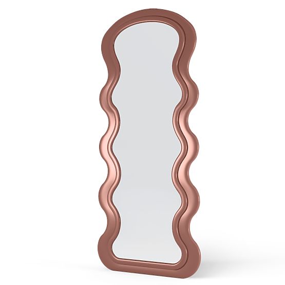 Specchio decorativo da parete con cornice in legno Vale 177x75 cm, ondulato, forma organica, mocha m